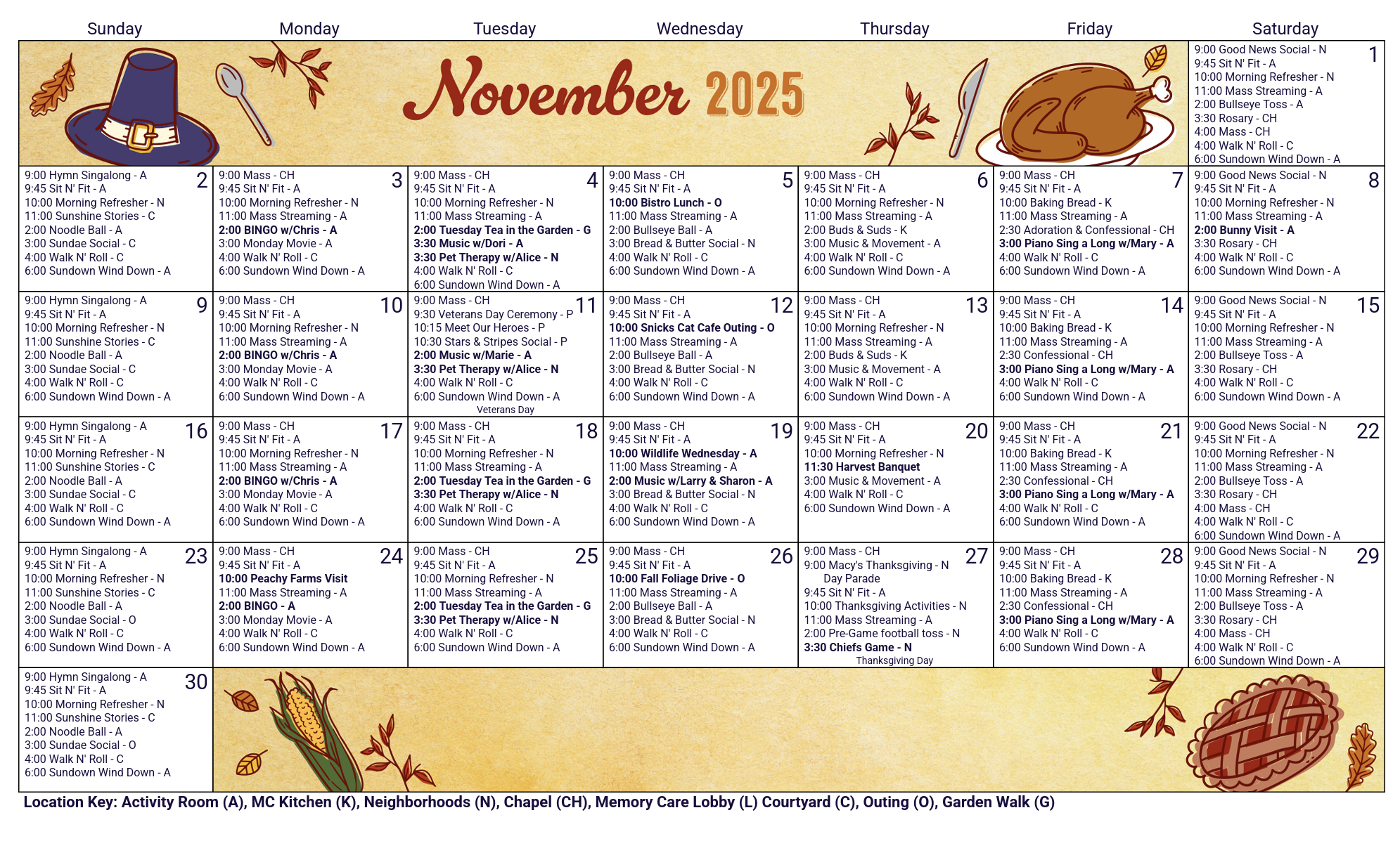 Calendar for Memory Care Calendar